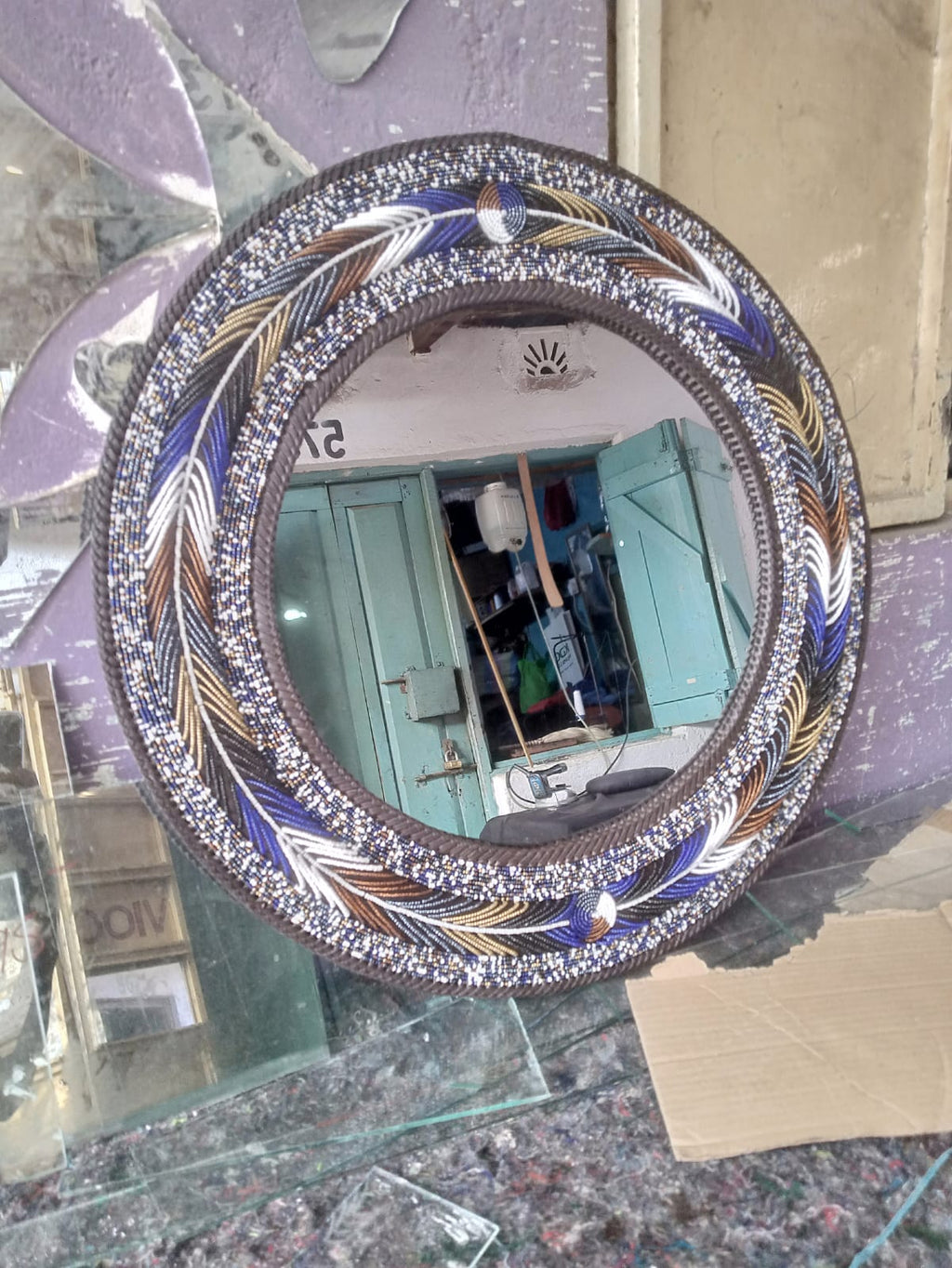 Handcrafted Beaded Mirror