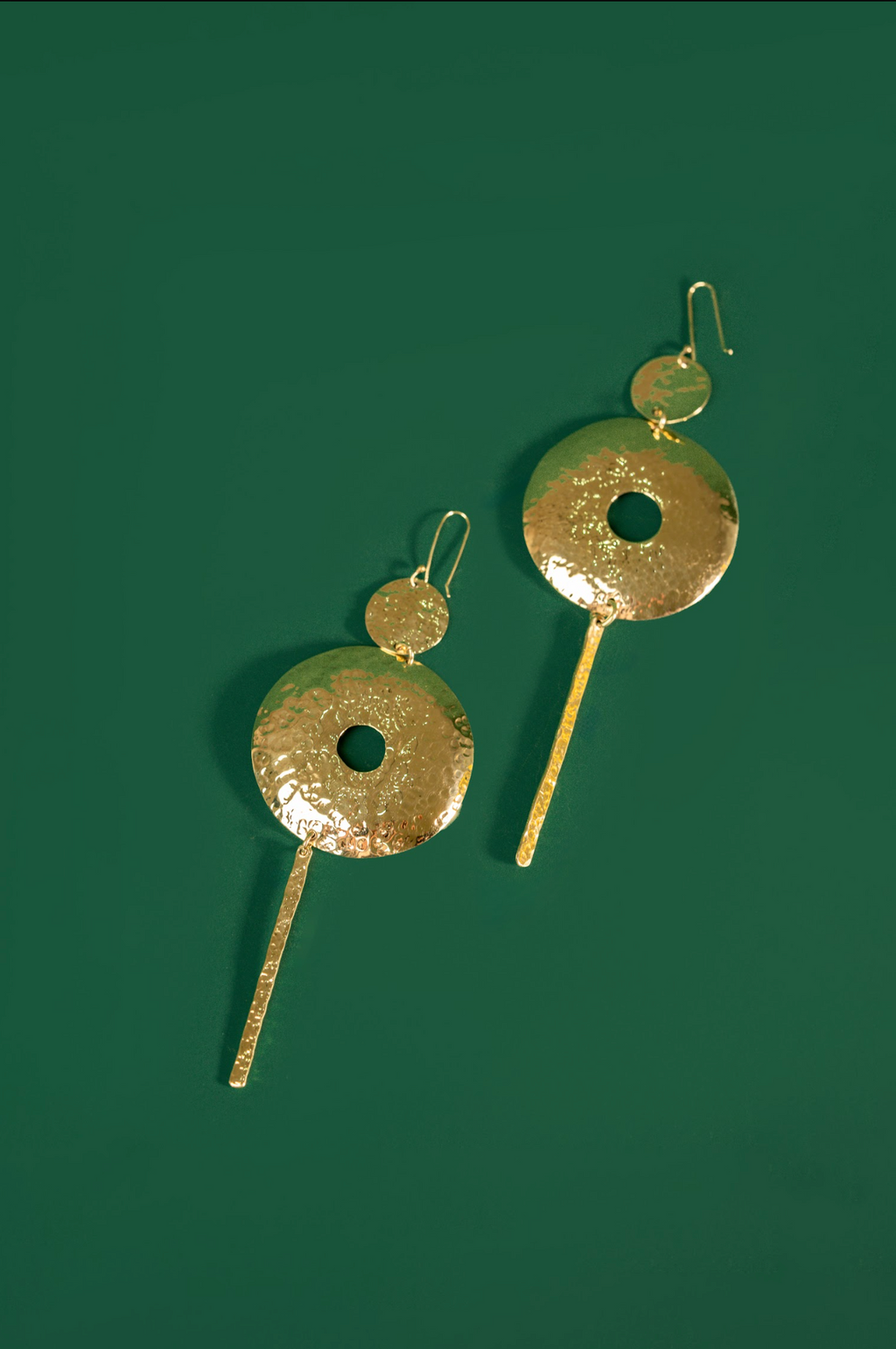  gold hoop earrings with a bar column pendant 